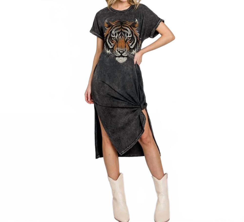 NEW HRT & LUV tiger face dress in grey